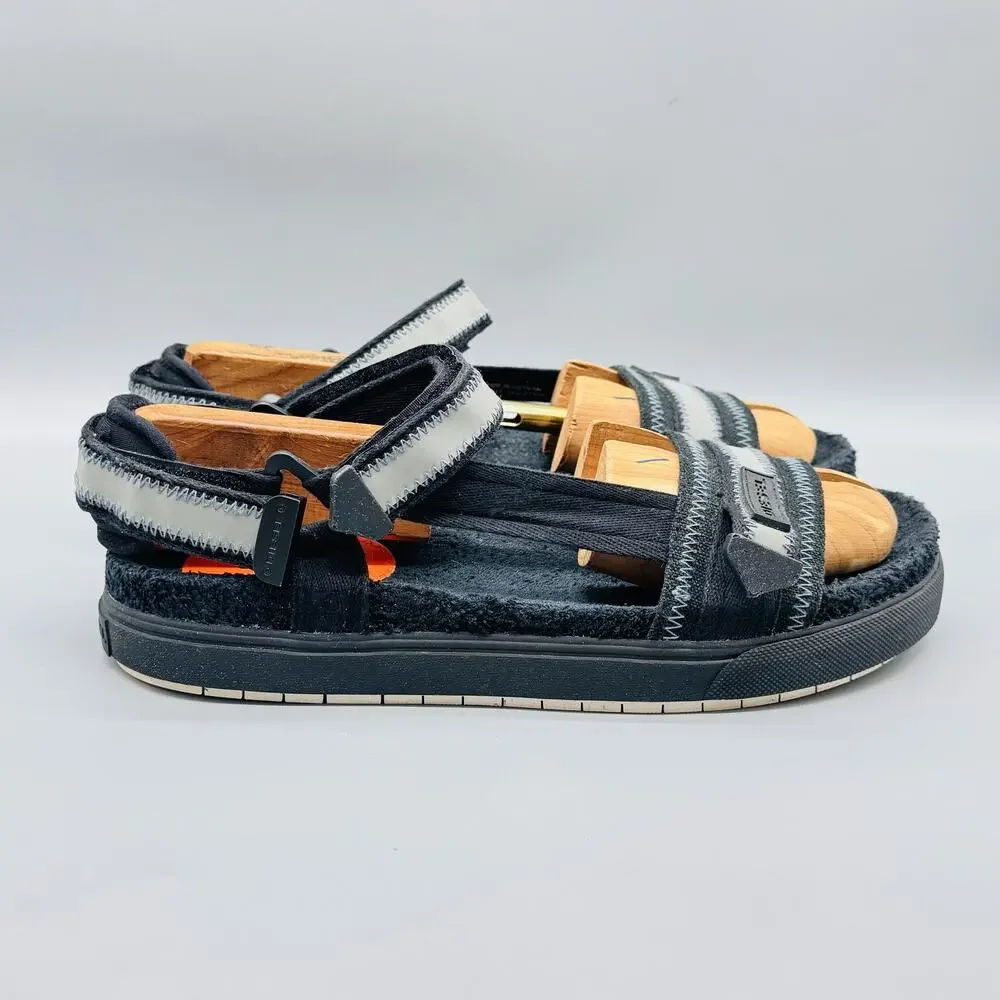Diesel Sandals Mens 11.5 Black SA Grand LC Fuzzy Strap Casual Comfort Shoes